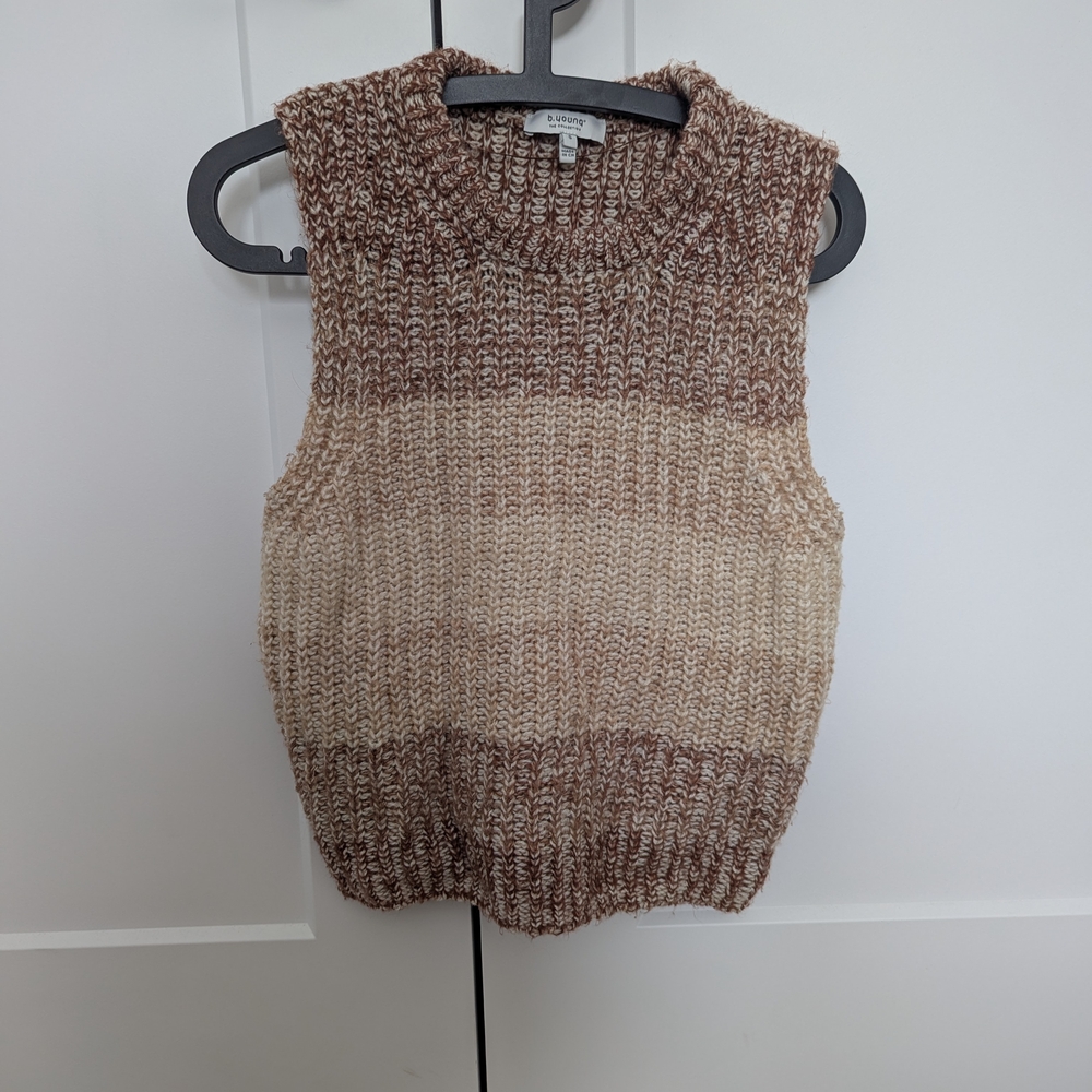 Forever 21 Brown and Cream Knit Sweater Vest